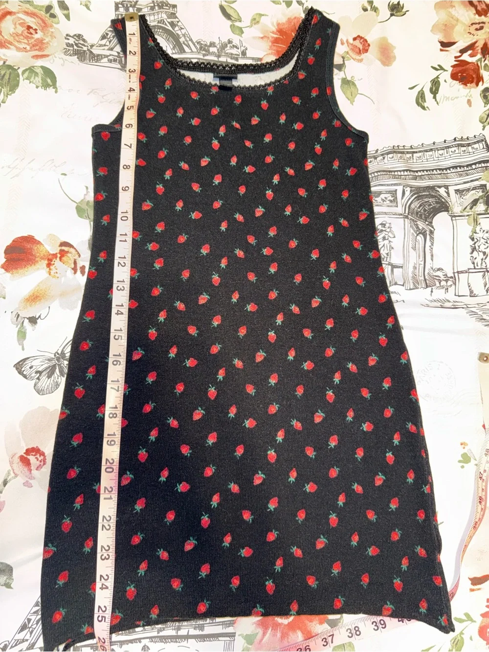 Art Class Girls Black Strawberry Print Tank Top Size L 10/12